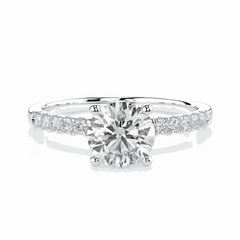 1.5 TCW Round Brilliant Cut Solitaire With Accents Lab Grown Diamond Ring for Women