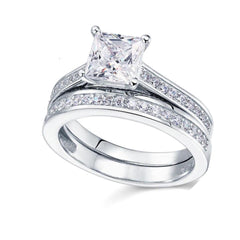 Princess Cut Bridal Set Lab-Grown Diamond Ring for Women