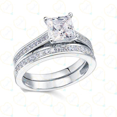 Princess Cut Bridal Set Lab-Grown Diamond Ring for Women