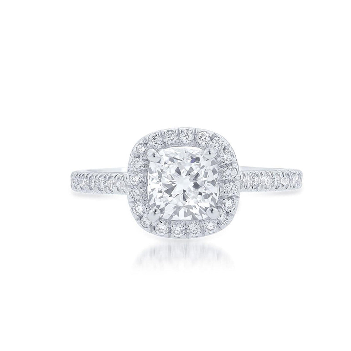 Cushion Cut Halo Lab Grown Diamond Ring for Women