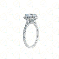 Cushion Cut Halo Lab Grown Diamond Ring for Women