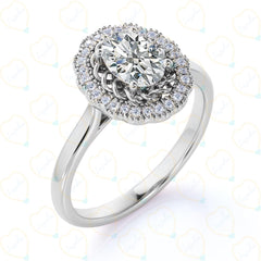 1.00 TCW Oval Cut Halo Lab Grown Diamond Ring Fine Jewelry