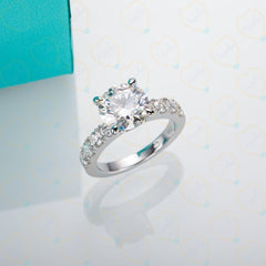 Round Cut Solitaire With Accents Lab Grown Diamond Ring for Women