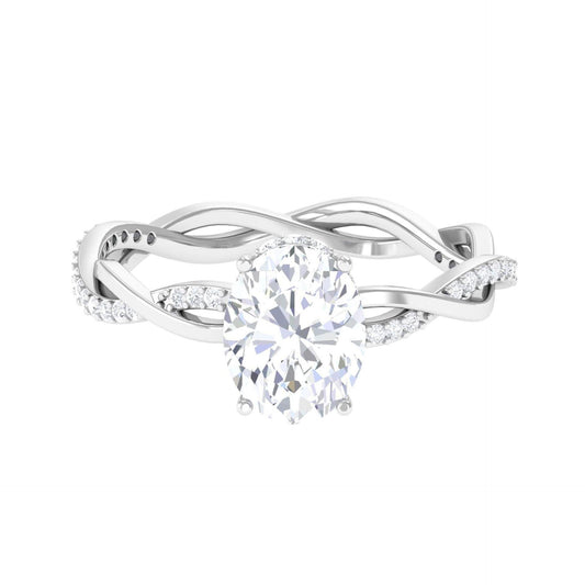 1.25 TCW Oval Cut Twisted Lab Grown Diamond Ring for Women