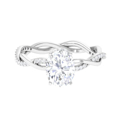 1.25 TCW Oval Cut Twisted Lab Grown Diamond Ring for Women