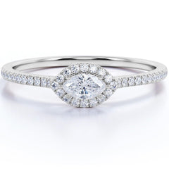 0.50 TCW Marquise Cut Halo Lab Grown Diamond Ring for Women