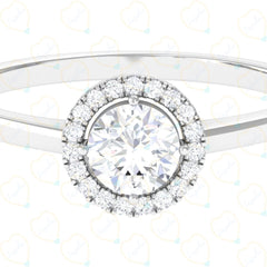 1.00 TCW Round Cut Halo Lab Grown Diamond Ring for Women