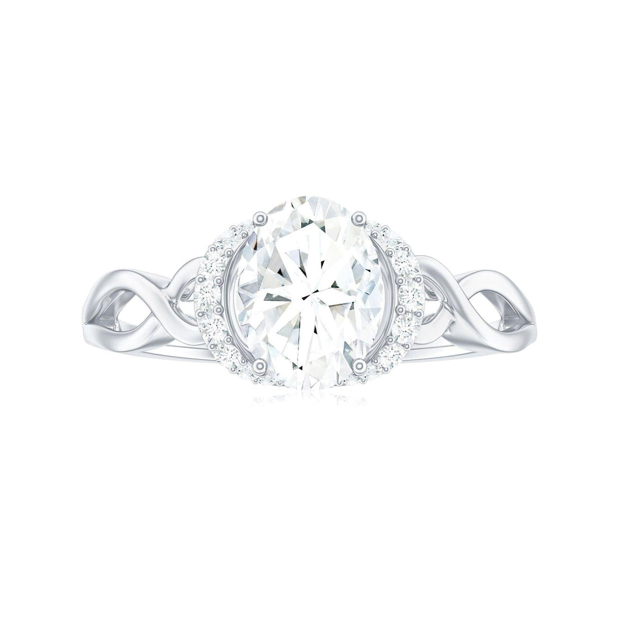 1.00 TCW Oval Cut Halo Lab Grown Diamond Ring for Women