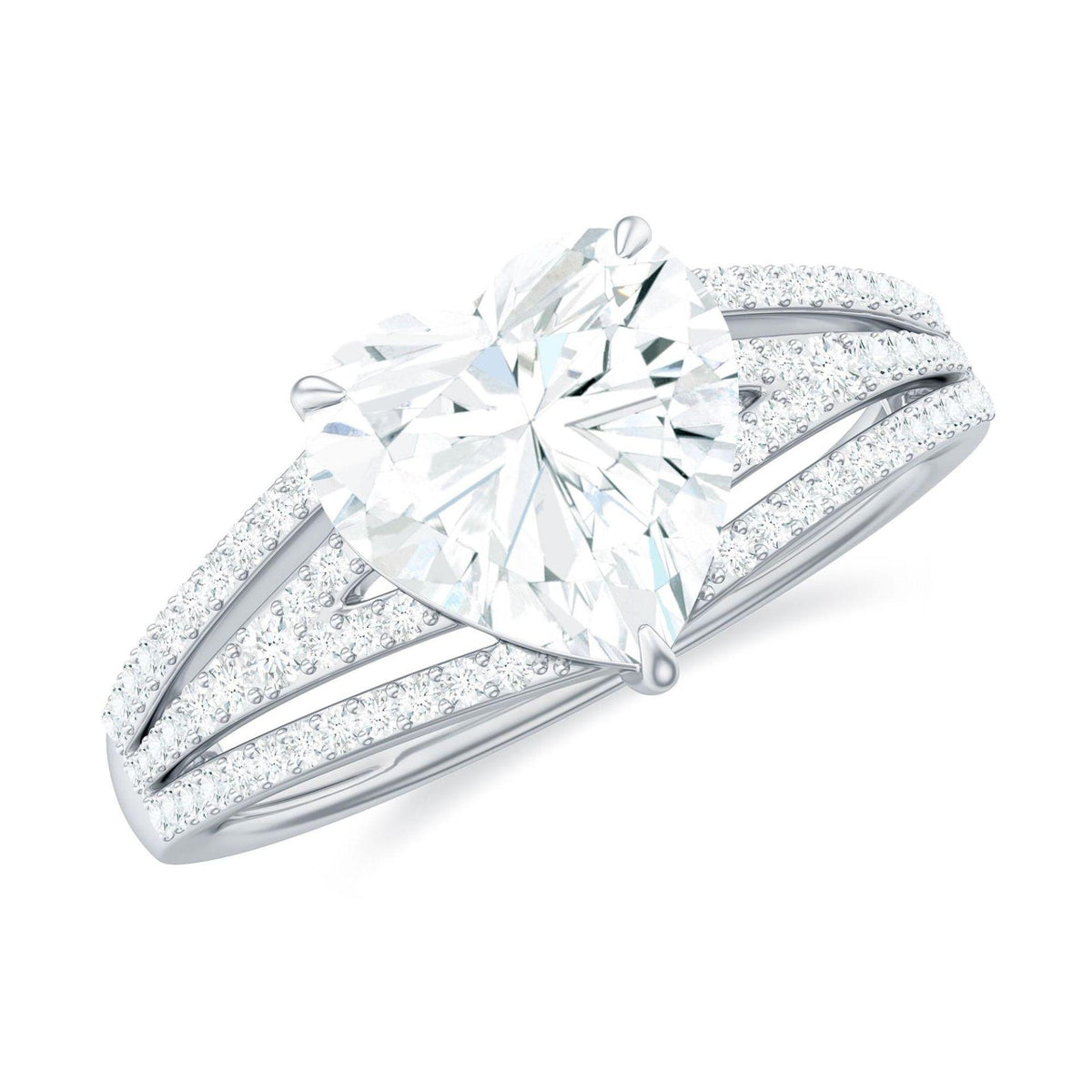 2.00 TCW Heart Cut Split Shank Lab Grown Diamond Ring for Women