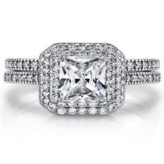 Emerald Cut Bridal Set Lab Grown Diamond Ring for Women