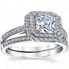 Emerald Cut Bridal Set Lab Grown Diamond Ring for Women