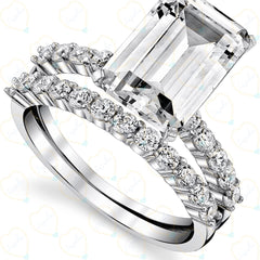 2.50 TCW Emerald Cut Bridal Set Lab Grown Diamond Ring for Women