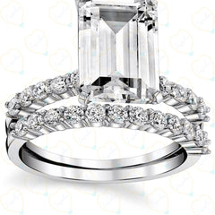 2.50 TCW Emerald Cut Bridal Set Lab Grown Diamond Ring for Women