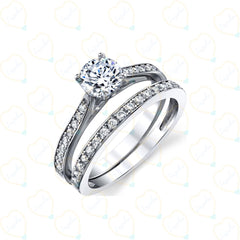 1.00 TCW Round Brilliant Cut Bridal Set Lab-Grown Diamond Ring for Women