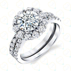 1.50 TCW Round Brilliant Cut Bridal Set Lab Grown Diamond Ring for Women