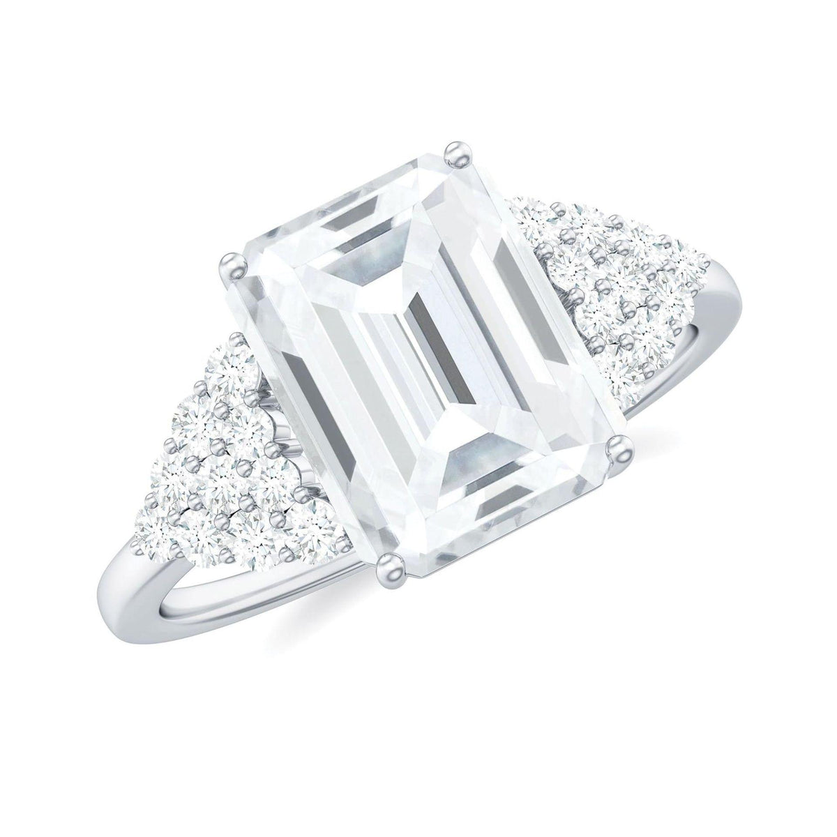 1.75 TCW Emerald Cut Unique Lab Grown Diamond Ring for Women