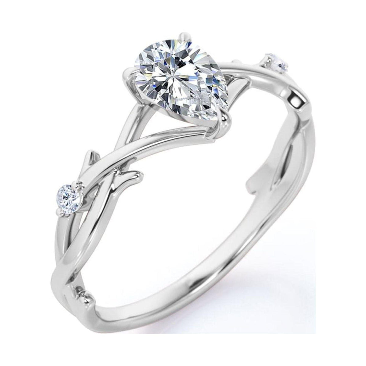 1.00 TCW Pear Cut Twisted Lab Grown Diamond Ring for Women