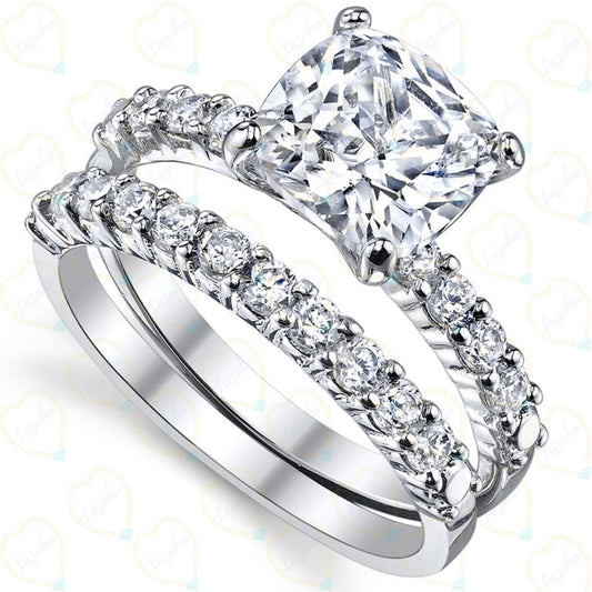 Cushion Cut Bridal Set Lab Grown Diamond Ring for Women