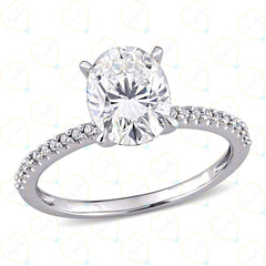 2.00 TCW Oval Cut Solitaire With Accents Lab Grown Diamond Ring for Women