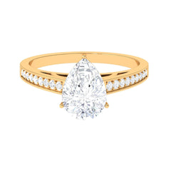 1.60 TCW Pear Cut Solitaire With Accents Lab Grown Diamond Ring for Women