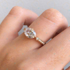 1.00 TCW Oval Cut Solitaire With Accents Lab Grown Diamond Ring for Women