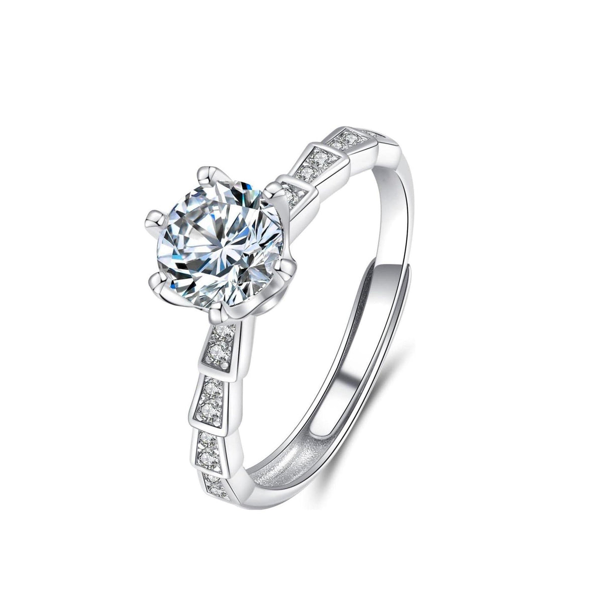 1.00 TCW Round Brilliant Cut Solitaire With Accents Lab Grown Diamond Ring for Women