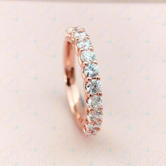 1.10 TCW Round Brilliant Cut Half Eternity Lab Grown Diamond Ring for Women