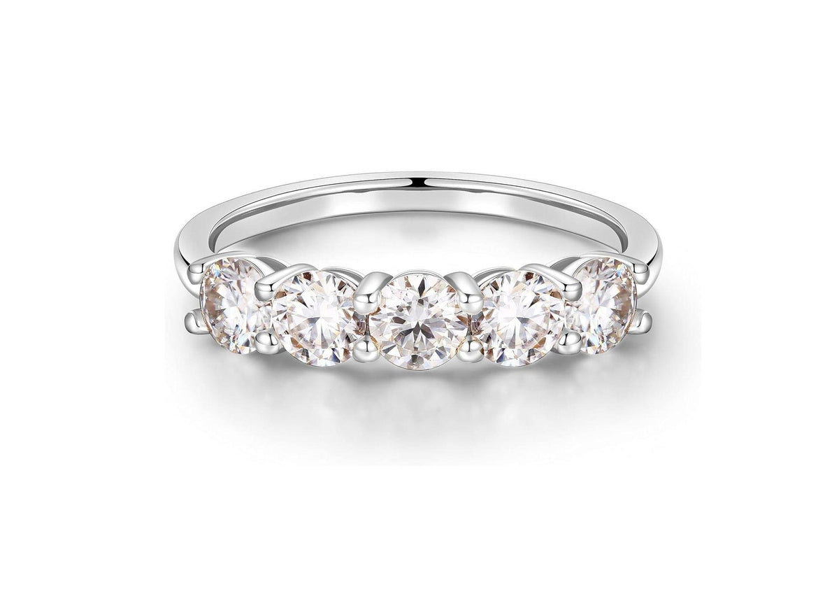 1.25 TCW Round Brilliant Cut 5 Stone Lab Grown Diamond Ring for Women