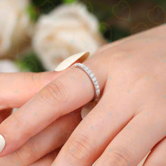 1.70 TCW Round Brilliant Cut Half Eternity Lab Grown Diamond Ring for Women