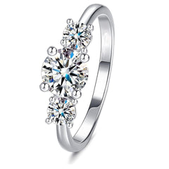 1.00 TCW Round Cut 3 Stone Lab Grown Diamond Ring for Women