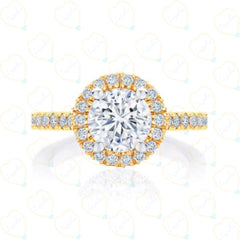 Round Brilliant Cut Halo Lab Grown Diamond Ring for Women