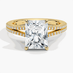 2.00 CTW Radiant Cut Split Shank Lab Grown Diamond Ring for Women