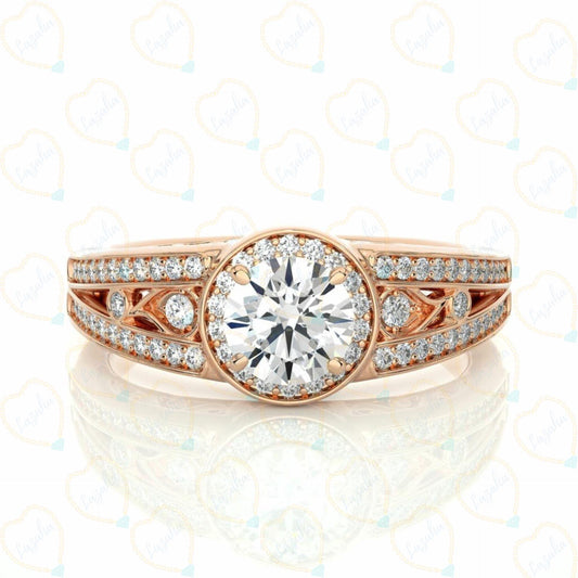 Round Brilliant Cut Split Shank Lab Grown Diamond Ring for Women