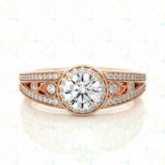 Round Brilliant Cut Split Shank Lab Grown Diamond Ring for Women