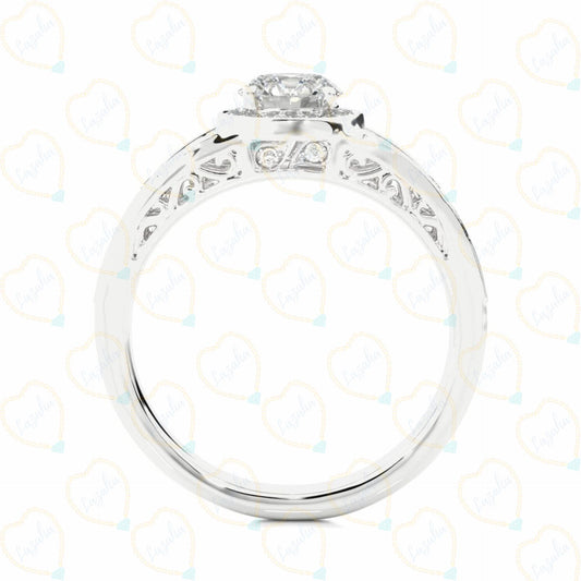 Round Brilliant Cut Split Shank Lab Grown Diamond Ring for Women