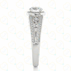 Round Brilliant Cut Split Shank Lab Grown Diamond Ring for Women