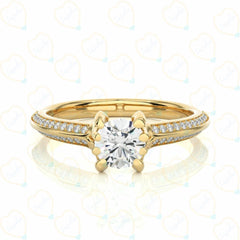 1.00 TCW Round Brilliant Cut Solitaire With Accent Lab Grown Diamond Ring for Women