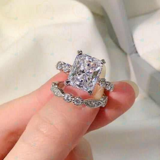 1.50 TCW Radiant Cut Bridal Set Lab Grown Diamond Ring for Women