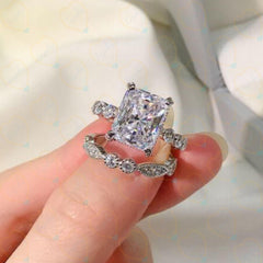 1.50 TCW Radiant Cut Bridal Set Lab Grown Diamond Ring for Women