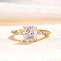 2.50 TCW Cushion Cut Hidden Halo Lab Grown Diamond Ring for Women