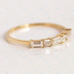 0.50 TCW Baguette Cut Half Eternity Lab Grown Diamond Ring for Women