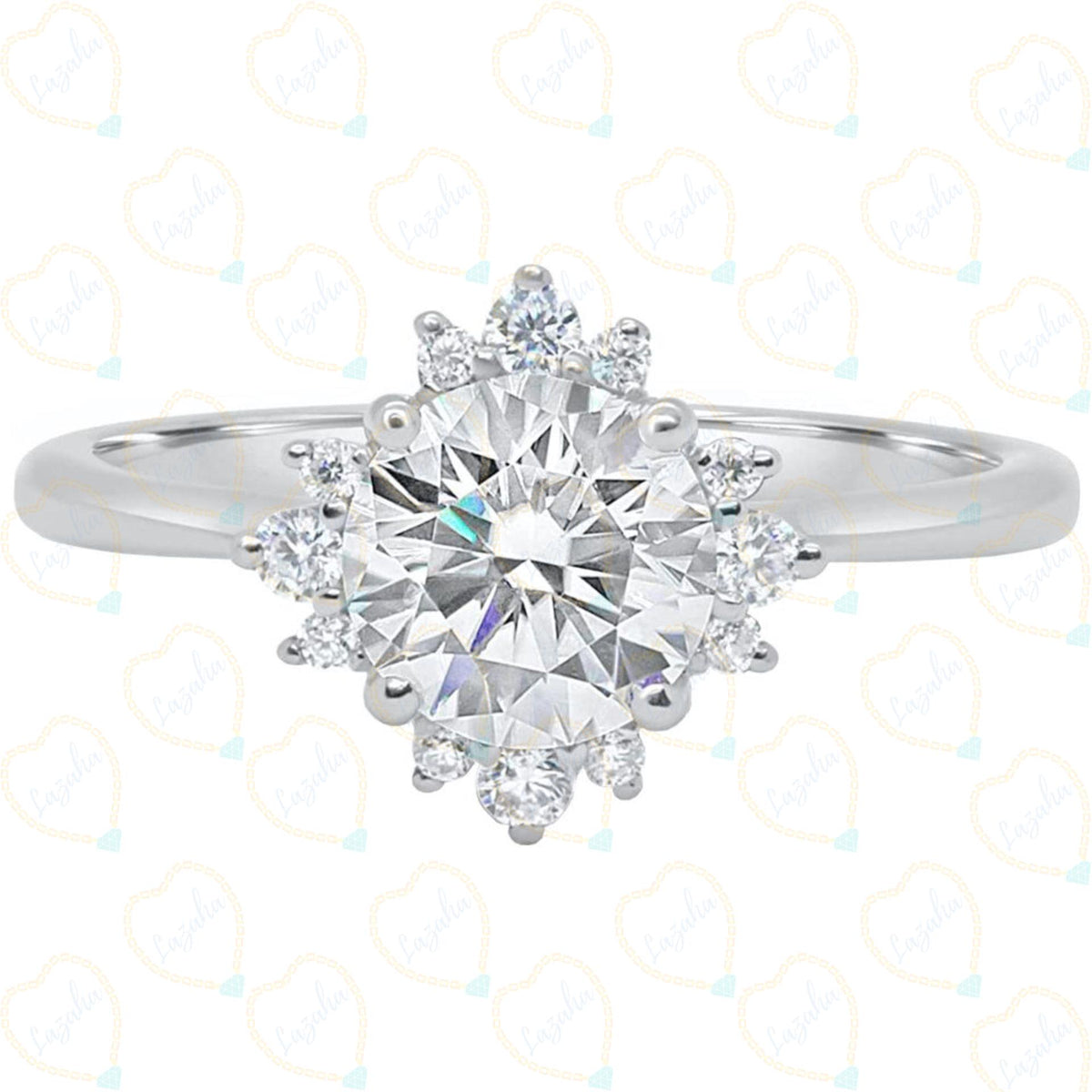 2.00 TCW Round Cut Halo Lab Grown Diamond Ring for Women