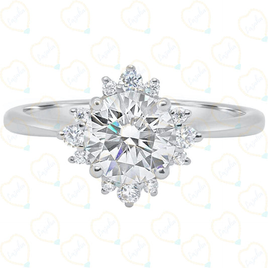 2.00 TCW Round Cut Halo Lab Grown Diamond Ring for Women