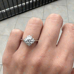 2.00 TCW Round Cut Halo Lab Grown Diamond Ring for Women