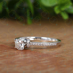 0.90 TCW Round Cut Bridal Set Lab Grown Diamond Ring for Women