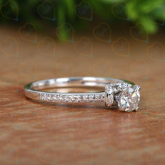 0.90 TCW Round Cut Bridal Set Lab Grown Diamond Ring for Women