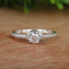 0.90 TCW Round Cut Bridal Set Lab Grown Diamond Ring for Women