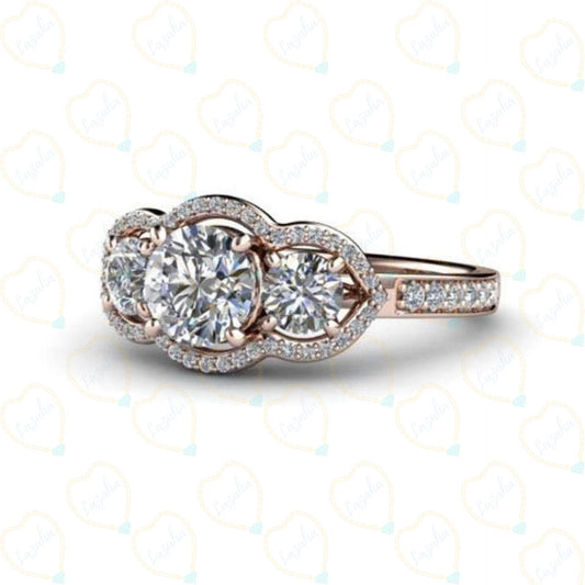 1.00 CTW Round Cut Unique Lab Grown Diamond Ring for Women