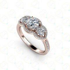 1.00 CTW Round Cut Unique Lab Grown Diamond Ring for Women