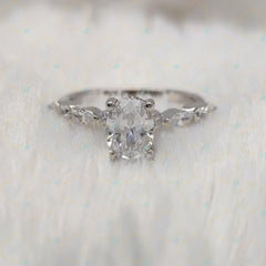 1.30 CTW Oval Cut Hidden Halo Lab Grown Diamond Ring for Women